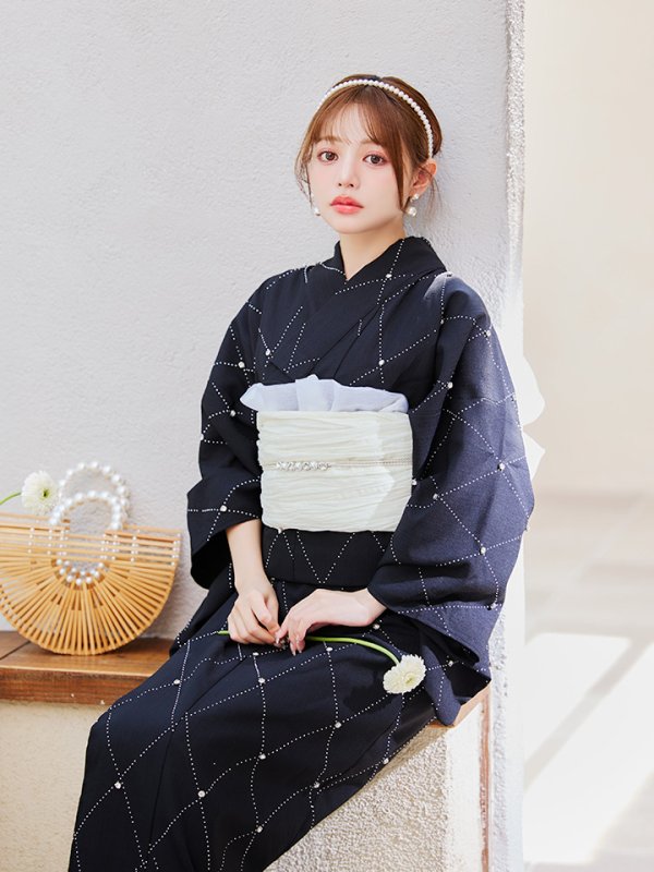 画像20: 【即日発送】セパレートアーガイルビジュー浴衣【浴衣4点セット 浴衣/帯/下駄】[YMT] (20)