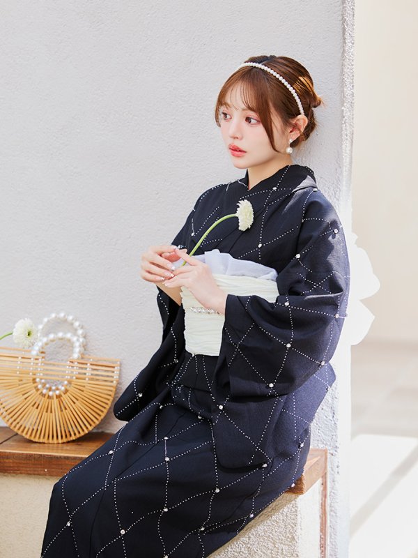 画像21: 【即日発送】セパレートアーガイルビジュー浴衣【浴衣4点セット 浴衣/帯/下駄】[YMT] (21)