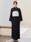 画像4: セパレートアーガイルビジュー浴衣【浴衣4点セット 浴衣/帯/下駄】OBI-siwa-204-wk-12-OW / HIMO-906-yn-PEARL / HEKO-800-sb-5-W / YA-1079-kj-8 / GETA-01-kj-1-B/ [YMT] (4)