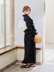 画像9: セパレートアーガイルビジュー浴衣【浴衣4点セット 浴衣/帯/下駄】OBI-siwa-204-wk-12-OW / HIMO-906-yn-PEARL / HEKO-800-sb-5-W / YA-1079-kj-8 / GETA-01-kj-1-B/ [YMT] (9)