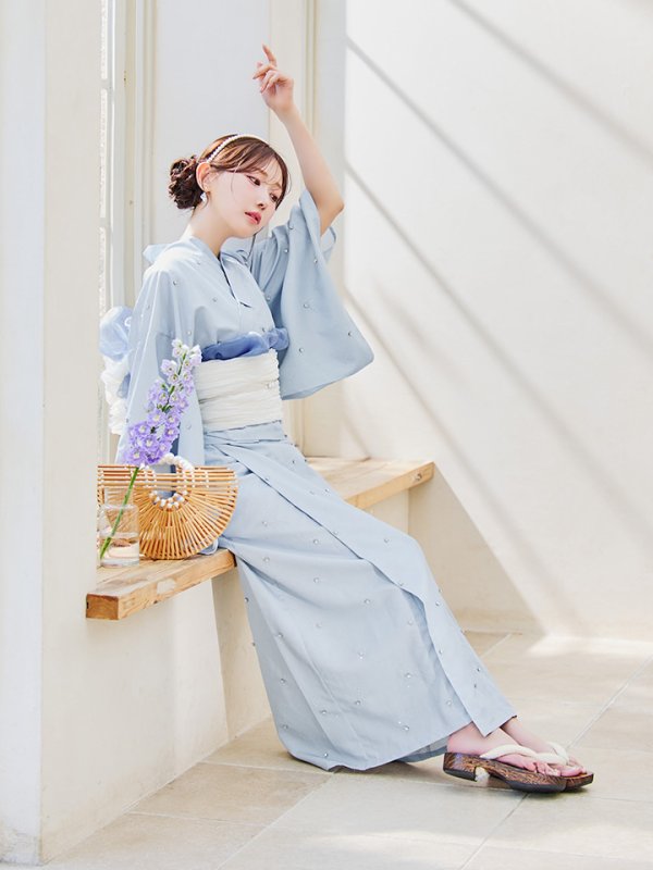 画像33: 【即日発送】セパレートアーガイルビジュー浴衣【浴衣4点セット 浴衣/帯/下駄】[YMT] (33)