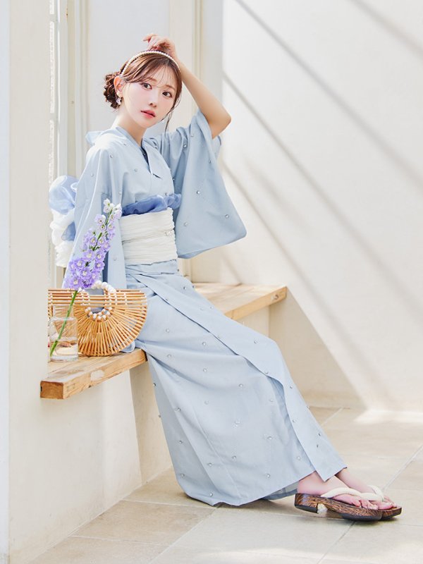 画像34: 【即日発送】セパレートアーガイルビジュー浴衣【浴衣4点セット 浴衣/帯/下駄】[YMT] (34)