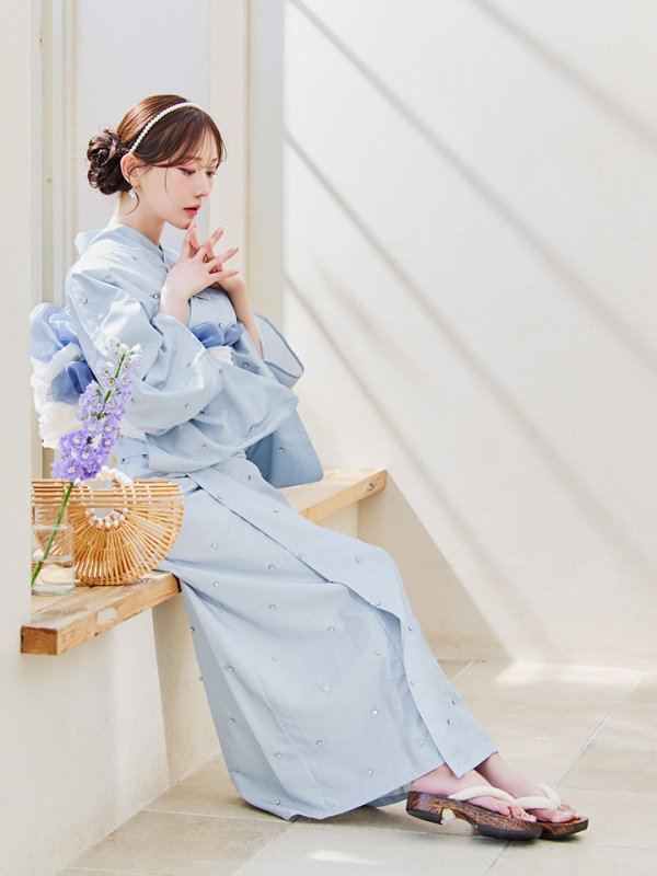 画像35: 【即日発送】セパレートアーガイルビジュー浴衣【浴衣4点セット 浴衣/帯/下駄】[YMT] (35)