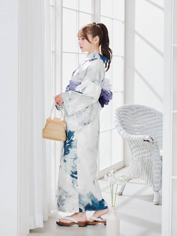 画像14: 【即日発送】セパレートグラデーションブルーグリーン浴衣【浴衣4点セット 浴衣/帯/下駄】[YMT] (14)