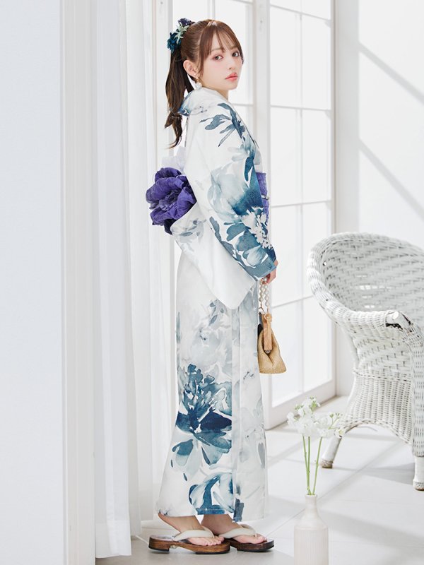 画像15: 【即日発送】セパレートグラデーションブルーグリーン浴衣【浴衣4点セット 浴衣/帯/下駄】[YMT] (15)