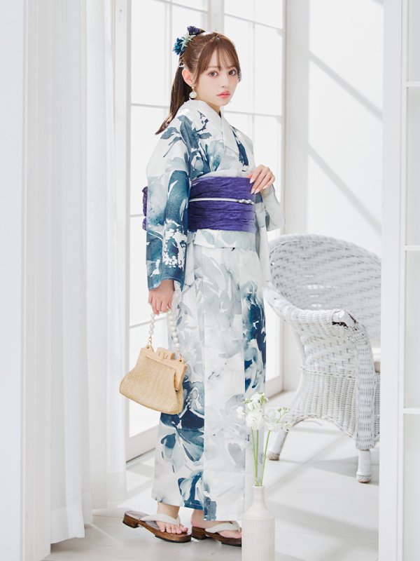 画像16: 【即日発送】セパレートグラデーションブルーグリーン浴衣【浴衣4点セット 浴衣/帯/下駄】[YMT] (16)