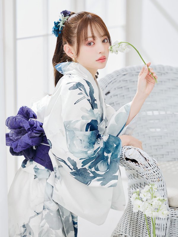 画像7: 【即日発送】セパレートグラデーションブルーグリーン浴衣【浴衣4点セット 浴衣/帯/下駄】[YMT] (7)