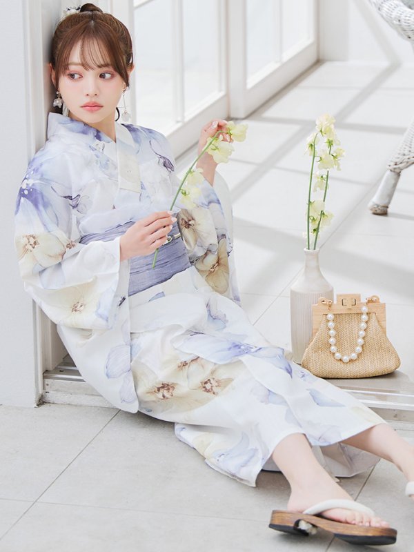 画像2: 【即日発送】セパレートタイプ シャーベットフラワー牡丹浴衣【浴衣4点セット 浴衣/帯/下駄】[YMT] (2)