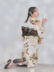 画像10: 【即日発送】送料無料！1人で簡単に着られる！ワンピース / セパレート浴衣セット　ホワイトエレガントフラワー浴衣【浴衣4点セット 浴衣/帯/下駄】[OF04] (10)