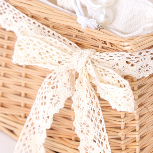 画像4: パールレースリボン台形型カゴバッグ[YMT] (4)