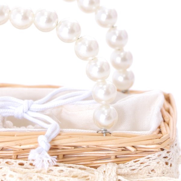 画像6: パールレースリボン台形型カゴバッグ[YMT] (6)