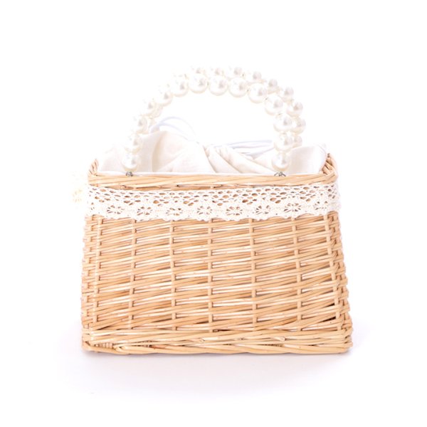 画像7: パールレースリボン台形型カゴバッグ[YMT] (7)