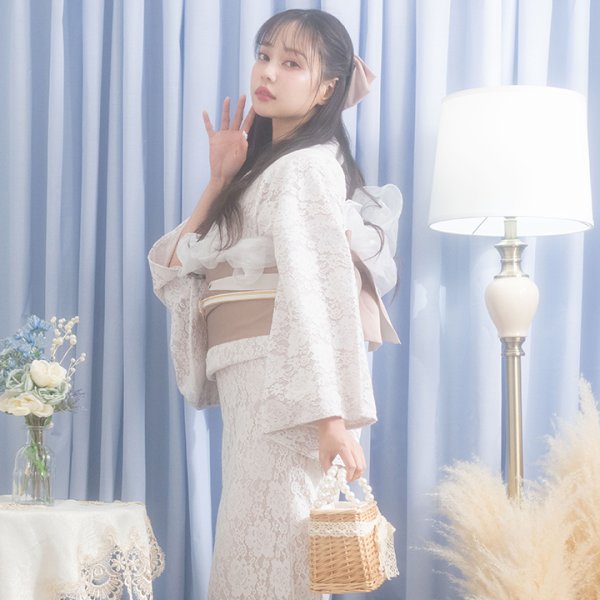 画像9: パールレースリボン台形型カゴバッグ[YMT] (9)