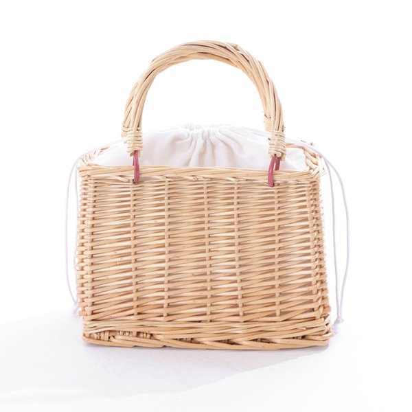 画像3: パール付きラタン編み台形カゴバッグ[HC02] (3)