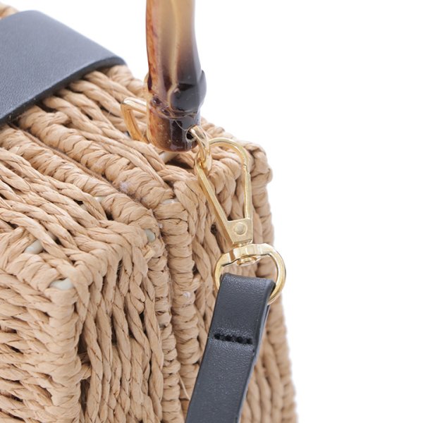 画像6: バンブーハンドル/レザー×スプリットラタンカゴバッグ[HC02] (6)