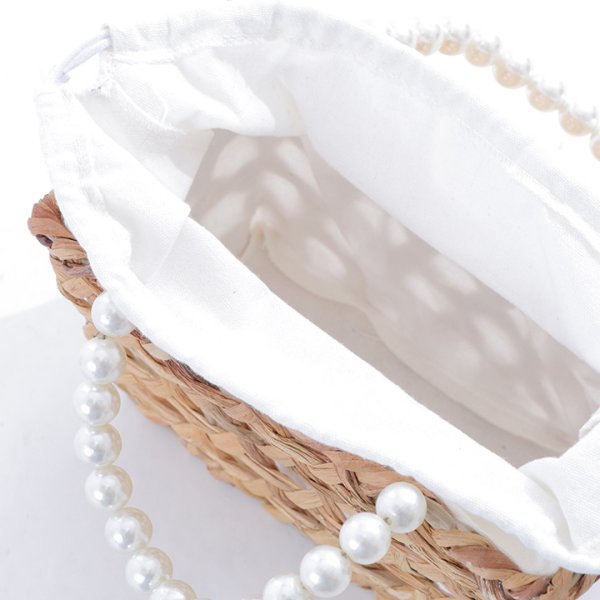 画像4: パールハンドル八つ編み台形カゴバッグ[YMT] (4)