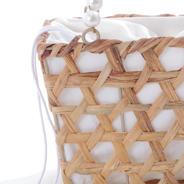 画像5: パールハンドル八つ編み台形カゴバッグ[YMT] (5)