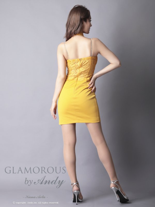 画像4: 【Andy GLAMOROUS/アンディグラマラス】アメスリ/ ホルターネック/ レース切り替え/ スリット/ タイト/ ミニドレス/ キャバドレス[OF05] (4)