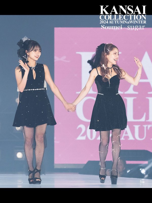 画像2: 【ゆか/関西コレクション着用】XSサイズあり【ROBE de FLEURS/ローブドフルール】ストーン付き/ ベロア/ ウエストビジュー/ キャミソール/ フレア/ ミニドレス/ キャバドレス[OF08] (2)