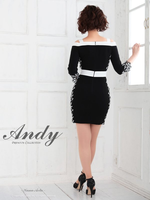 画像4: 【ANDY/アンディ】七分袖/ フラワーレース/ バイカラー/ タイト/ ミニドレス/ キャバドレス[OF05] (4)