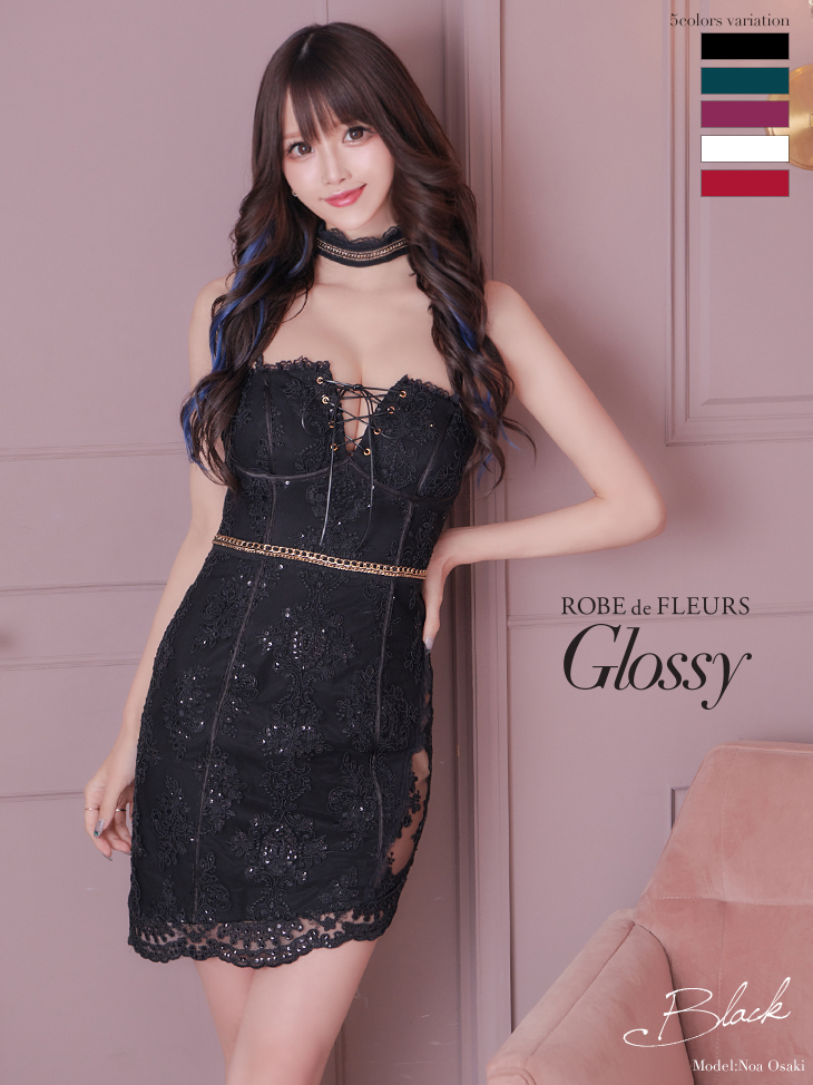 【匿名発送】ROBE de FLEURS Glossy＊肩出しミニドレスROBEdeFLEURSのみ