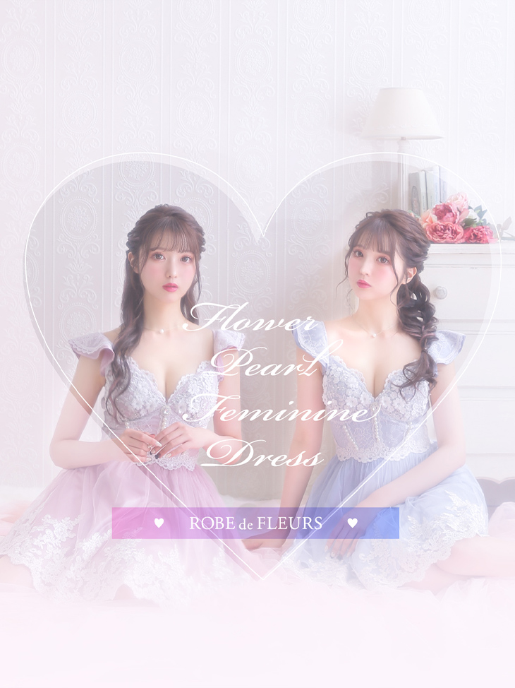 ROBE de FLEURS/ローブドフルール】フラワー/ パール/ フレア/ミニ 