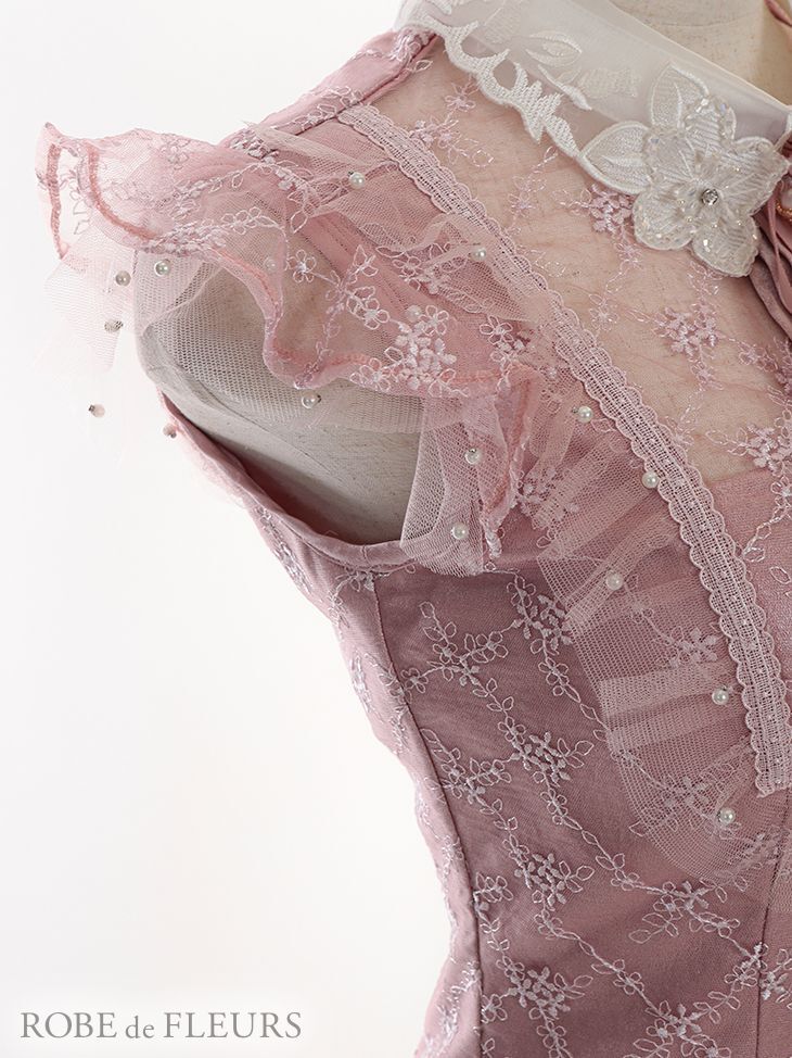 XSサイズあり【ROBE de FLEURS/ローブドフルール】襟付き/ リボン  