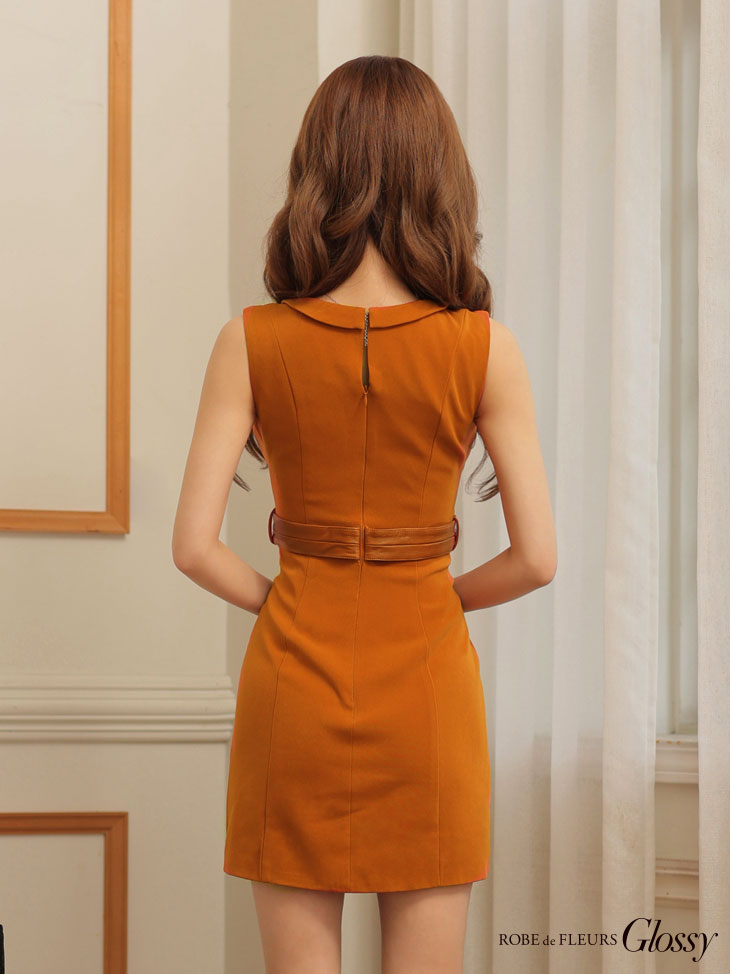【新品】キャバ ドレス ミニ オレンジ ベルト
