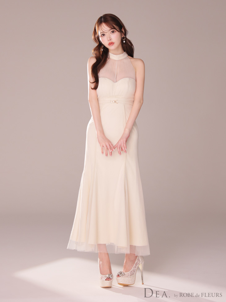 XS-Lサイズあり【DEA.by ROBE de FLEURS/ディアバイローブドフルール】シースルー/ ホルターネック/ チュール/ ワンピース/  ロングドレス/ キャバドレス long[OF2] - キャバドレス専門店 sugar (シュガー)