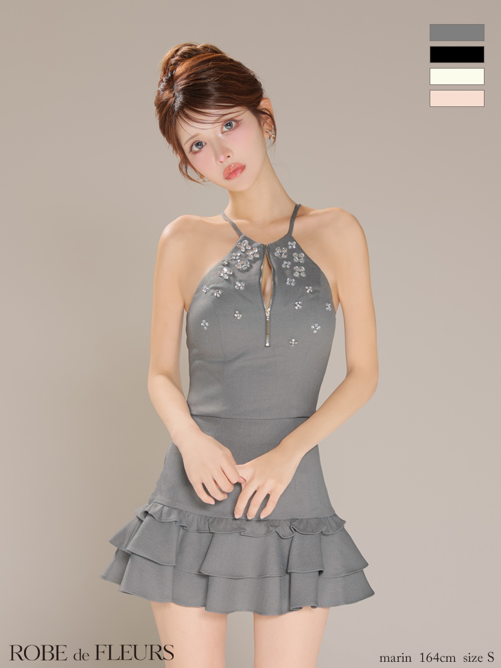 robe de fleurs ドレス　M セットアップ　エンジェルアール ANGEL R/エンジェルアール】ベア/ 立体フラワー/ ウェディング