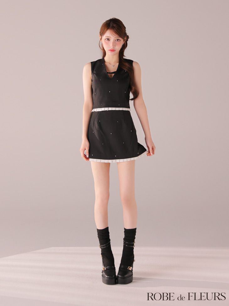 ROBE de FLEURS Mサイズ　ブラック　ミニ丈 予約商品/10月上旬発送予定】XSサイズあり【ROBE de FLEURS