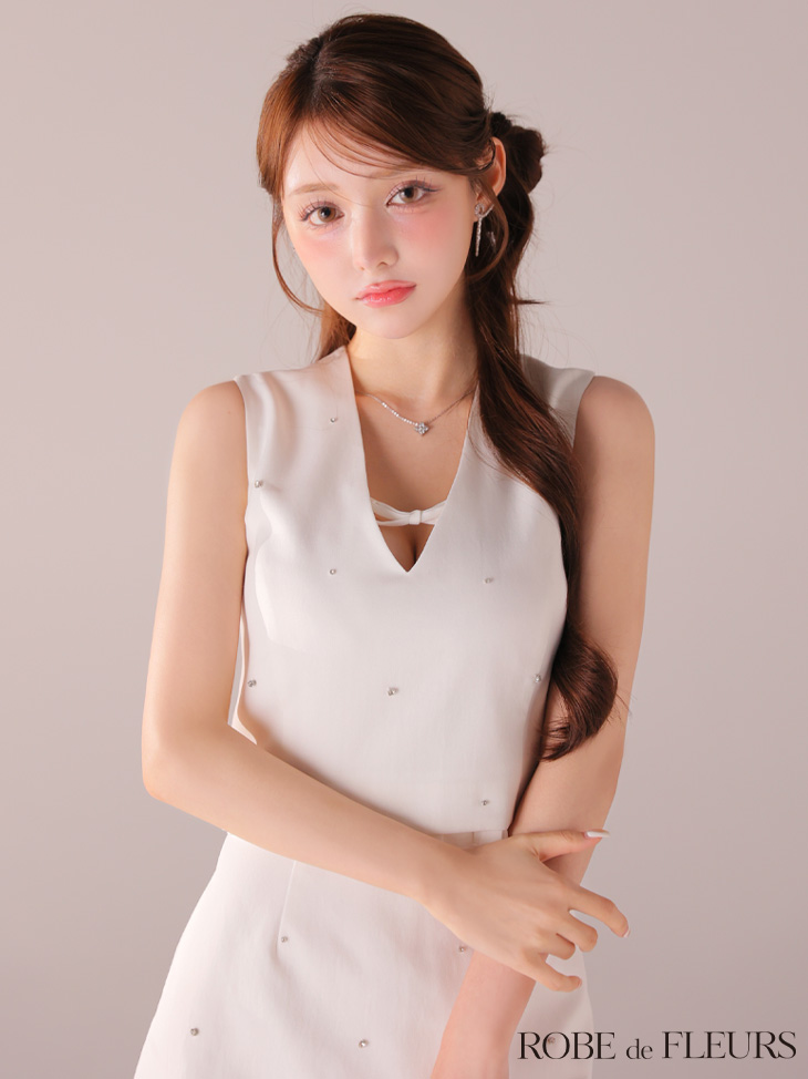 ROBE de FLEURS バストリボンドレス XSサイズあり【ROBE de FLEURS/ローブドフルール】ビッグリボン