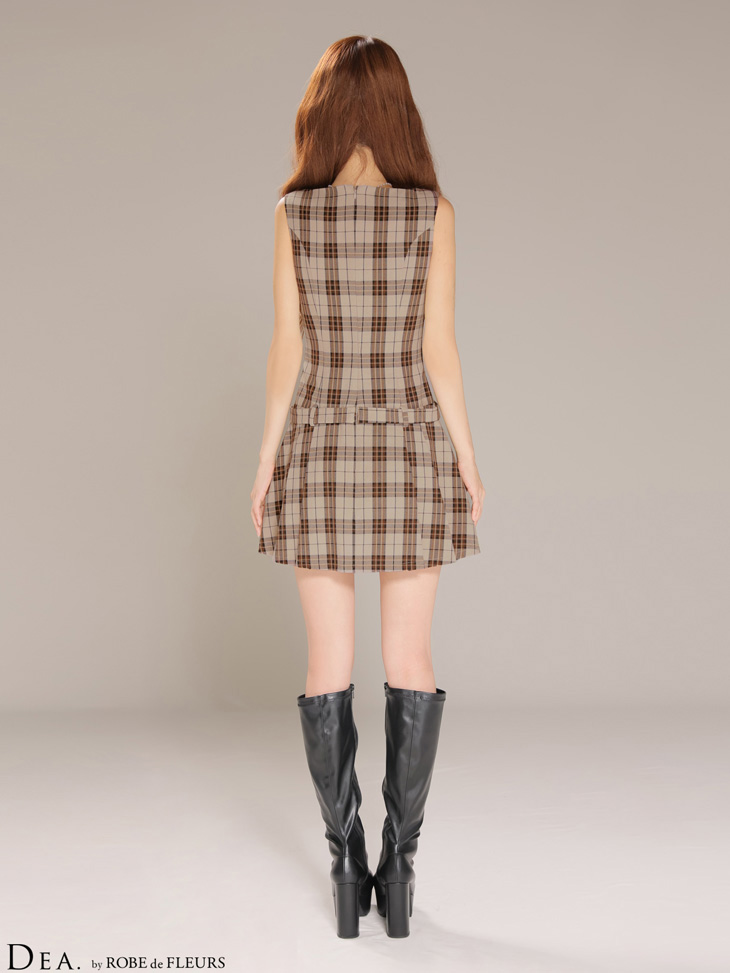 XSサイズあり【DEA./ディア】Vカット/ ジップ/ チェック柄