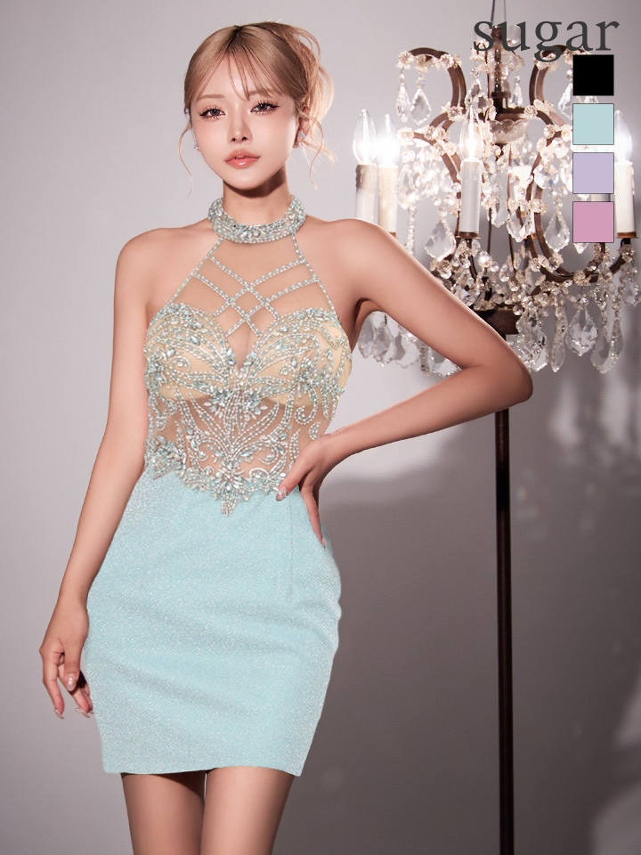 XSサイズあり【IRMA/イルマ】ビジュー/ 刺繍/ ホルターネック/ シアー