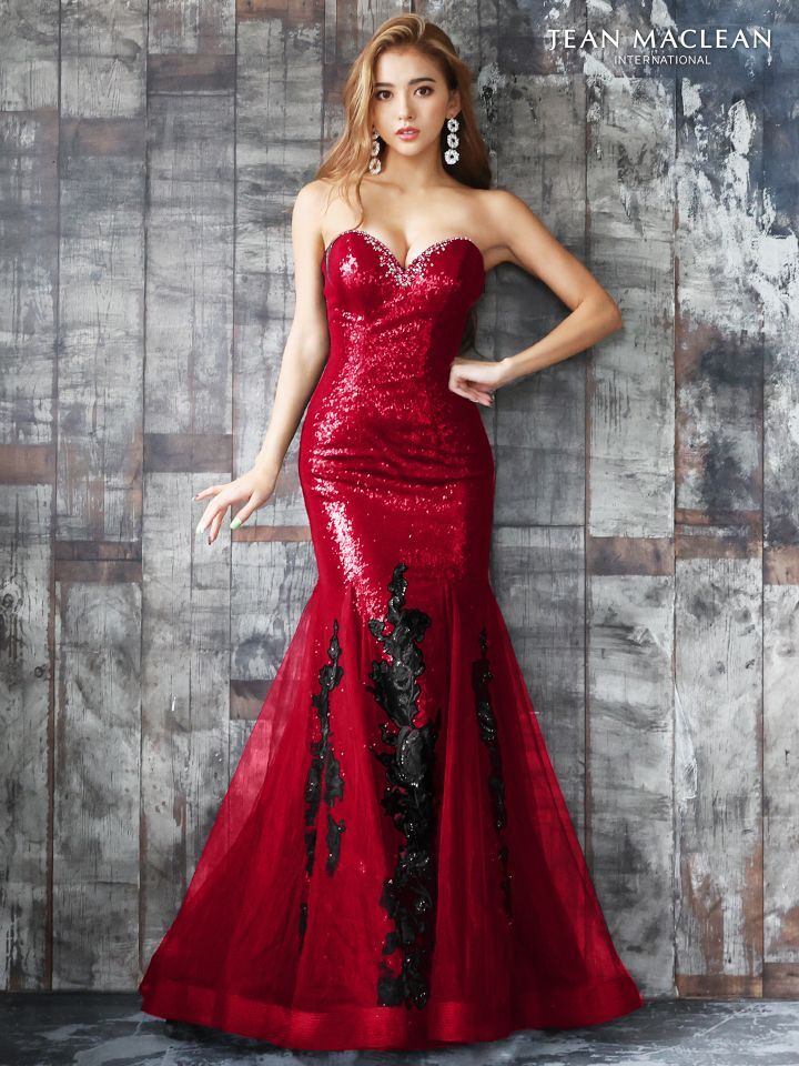 ビッグ割引 ジャンマクレーン レッド 赤 パーティー ロングドレス