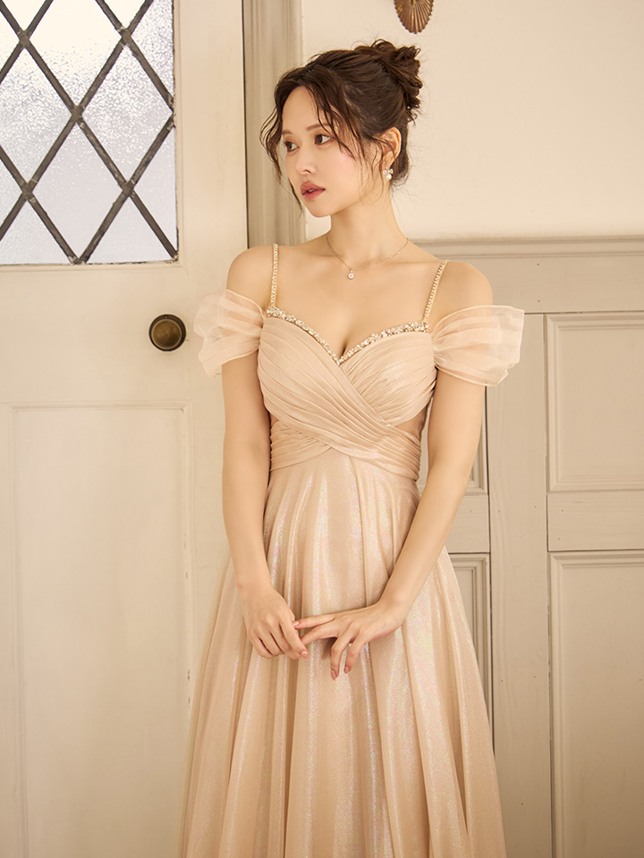 GOLDS♡ビジューバックル×チェーン付き♡キャミトップス／チュニック♡ピンクM Lip line/リップライン】ビジュー/ キャミソール/ オフショル