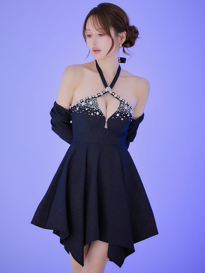 すず　ブラック ハイネックドレス Mサイズ　ホルターネック 予約商品/7月下旬-8月上旬発送予定】XSサイズあり【an /アン