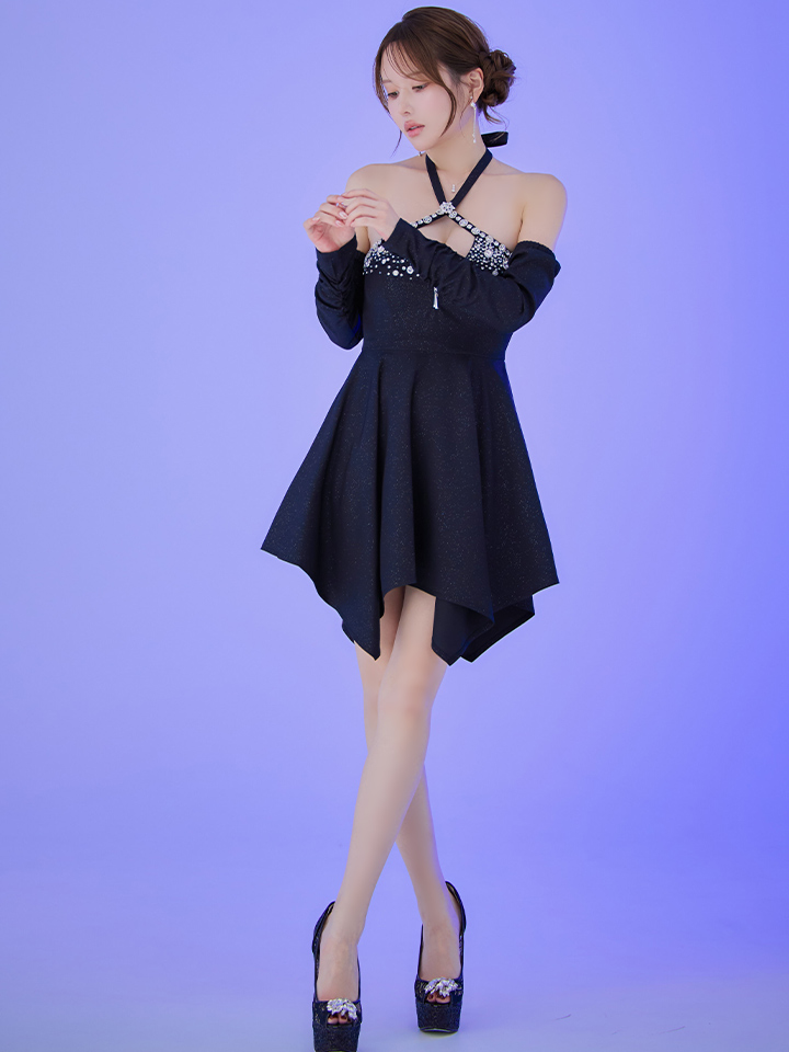値下げ❣️【定価37180円】sugar キャバドレス　ロング ビジュー　Sサイズ XSサイズあり【Glossy/グロッシー】サテン/ バストビジュー