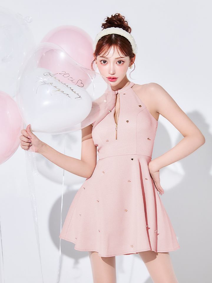 XS～Lサイズあり】フロントジッパーxパフスリーブミニキャバ