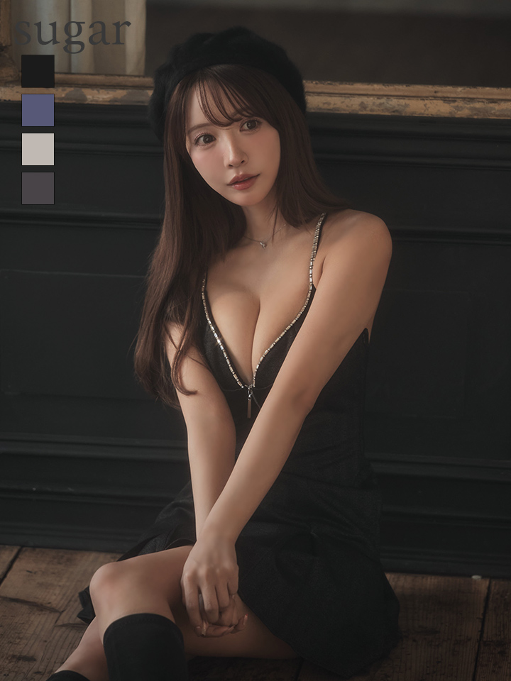 【Glossy/グロッシー】ジップ/ キャミ/ フレア/ ミニドレス/ キャバドレス