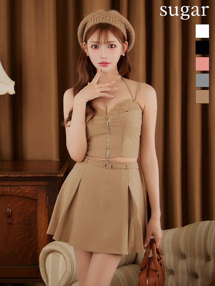 Glossy セットアップミニドレス XSサイズあり【Glossy/グロッシー】ジップ/ バストジップ/ ワン