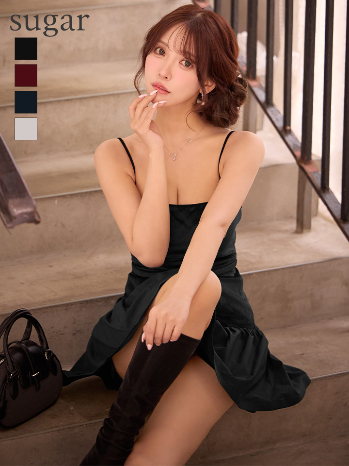 【Glossy/グロッシー】ツイル/ フロントボタン/ キャミ/ タイト/ ミニドレス/ キャバドレス