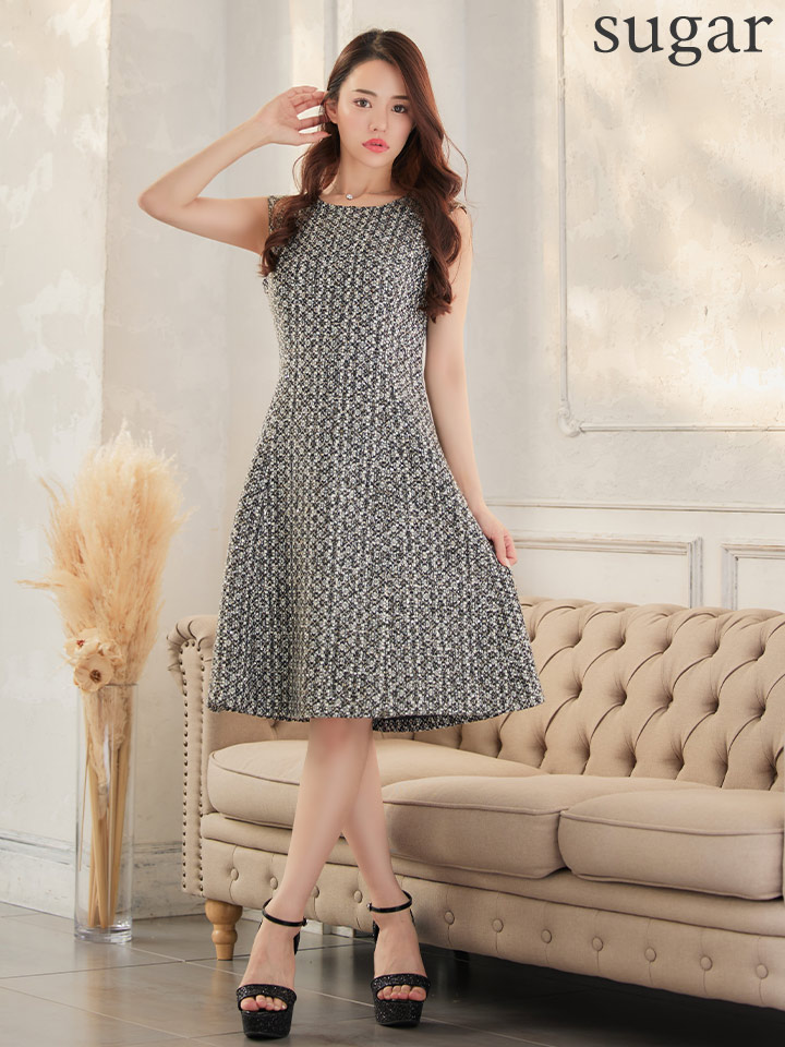 ☆Valentino☆セール☆ゴールド コットン ツイード ドレス GINZA COUTURE/銀座クチュール】 ツイード/ ノースリーブ/ A