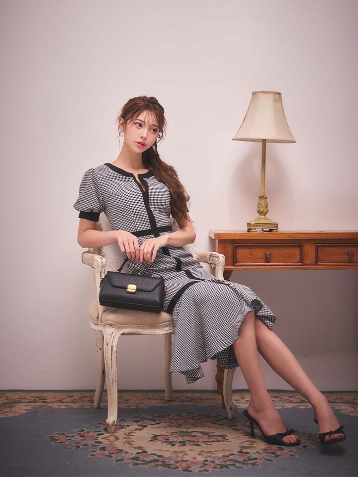 XS-Lサイズあり 【GINZA COUTURE/銀座クチュール】マーメイド/ 千鳥柄