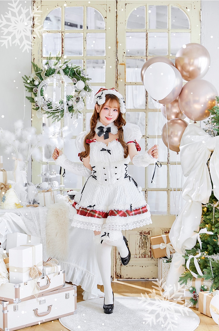 マリームーン　ミルクニットフレーズたれ耳サンタドレス　セパレートタイプ ミルクニットフレーズたれ耳サンタドレス[品番：MYMT0001114