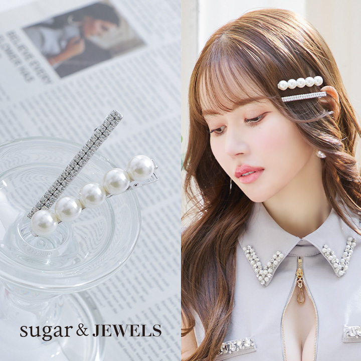 【アクセサリー：クリップ】パールビジューヘアクリップ