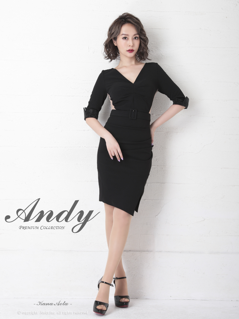 ANDY/アンディ】ワンカラー/ 七分袖/ 長袖/ 袖あり/ ドレープ/ Vネック 