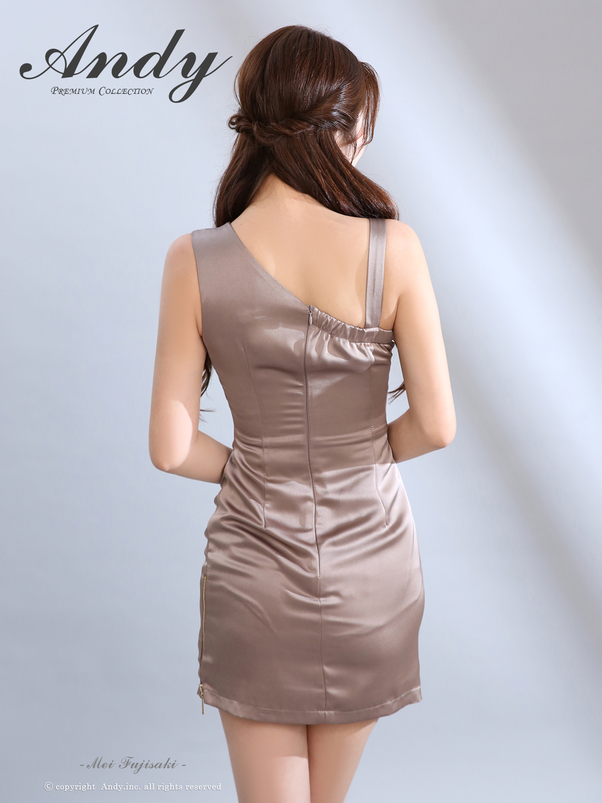 XSサイズあり【ANDY/アンディ】ワンカラー/ サテン/ フロントジップ