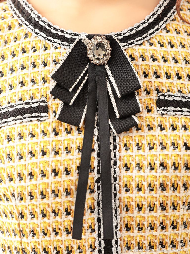 ビッグ割引 【美品】GUCCI ツイードリボンノースリーブワンピース ひざ