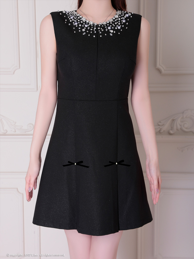 XSサイズあり【an/アン】リボン/ ビジュー/ノースリーブ/ バストジップ